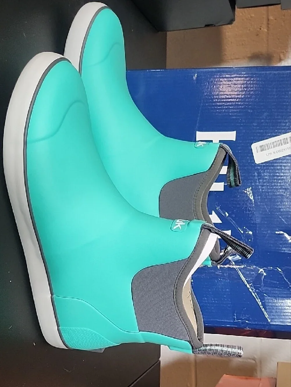 Huk Teal and White Slip-On Water Sneaker
